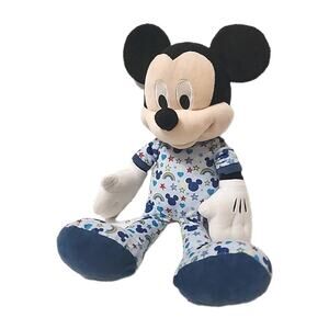 Disney Mick Mouse 18" Plush Stuffed Animal Rainbow Heart Stars Pajamas Outfit